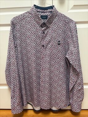 7 Diamonds Hartley 4-Way Stretch Floral Woven Shirt Mens Medium Long Sleeve.